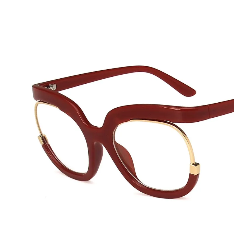 Women's Trendy Round Anti-Blue Light Eyeglasses with Large Clear Frame