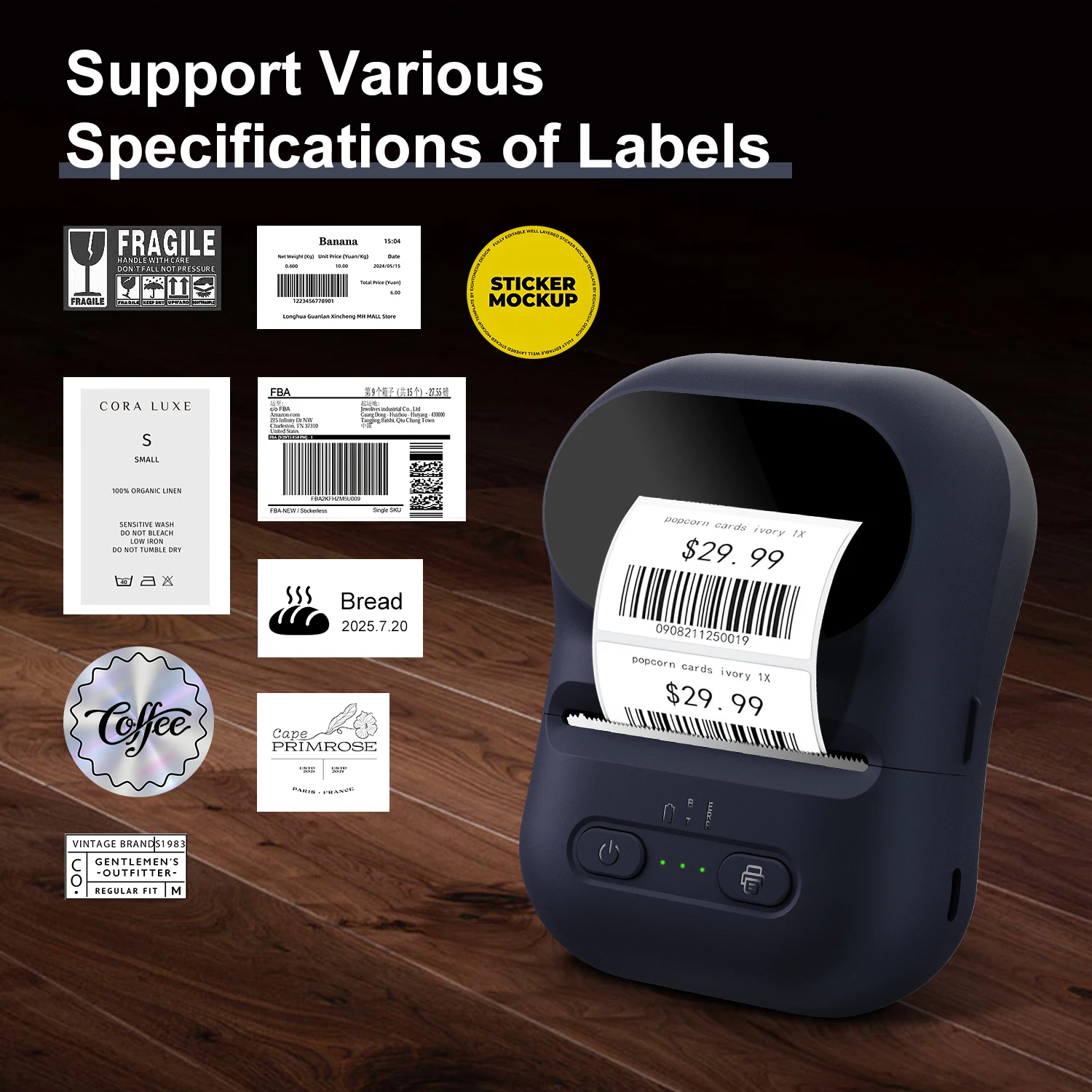 2인치 미니 감열 프린터 잉크 없음 무선 연결 호환 iOS 안드로이드 가정 및 사무실용 케이블 스티커 프린터