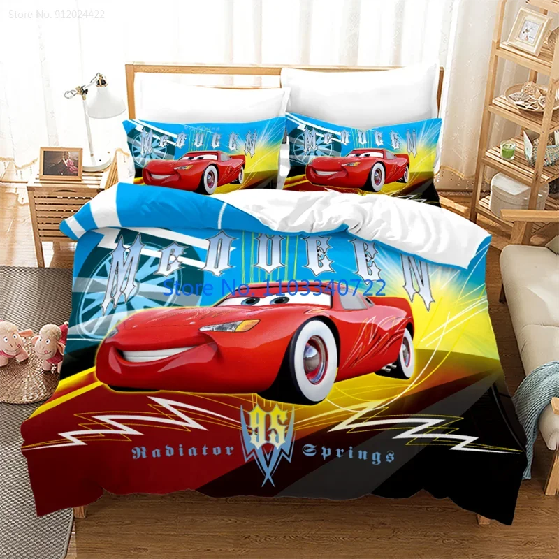 

Anime Bedding Set Cartoon Lightning McQueen 95 Car Duvet Cover Quilt Bedclothes Children Kids Bedroom Twin Single King Size