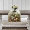 1pc Oil Painting Easter Table Runner Spring Oil Painting Watercolor Retro Bunny Egg Flower Tabletop Decor Party Cabinets Decor 3