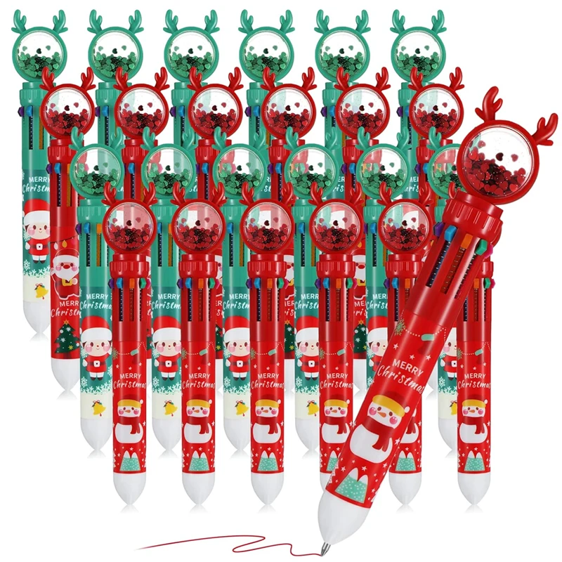 10-1Pcs 10Colors Christmas Ballpoint Pen Kawaii Cartoon Santa Claus Gel Pens for Writing Tool School Supplies Office Accessories
