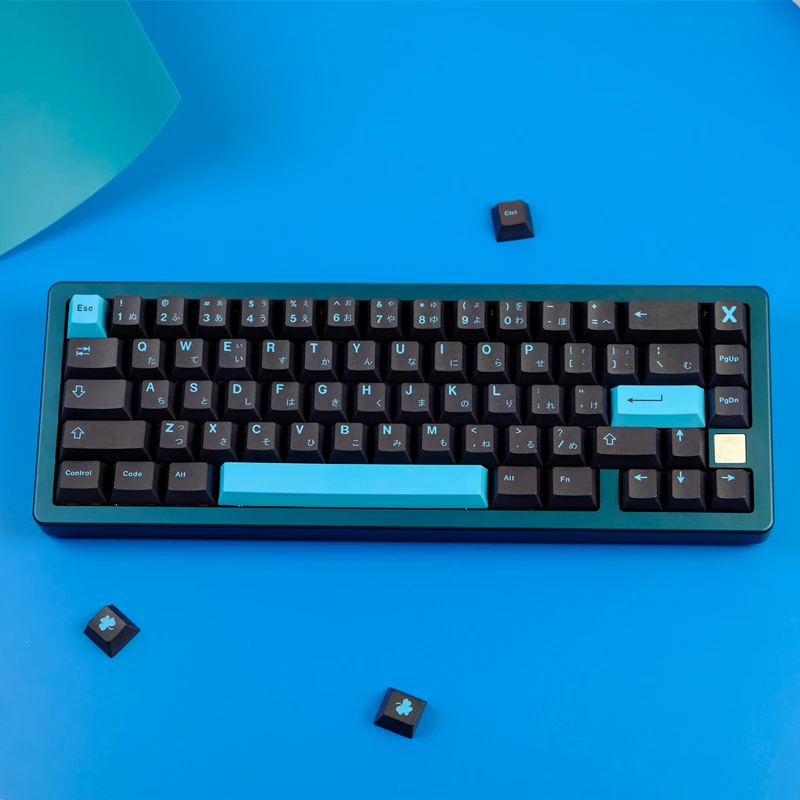 Conjunto de Teclas Preto e Azul Gmk Perfil Cereja Pbt Sublimação de Tintura 61 64 68 75 87 104 108 129 Chaves - Imagem 6