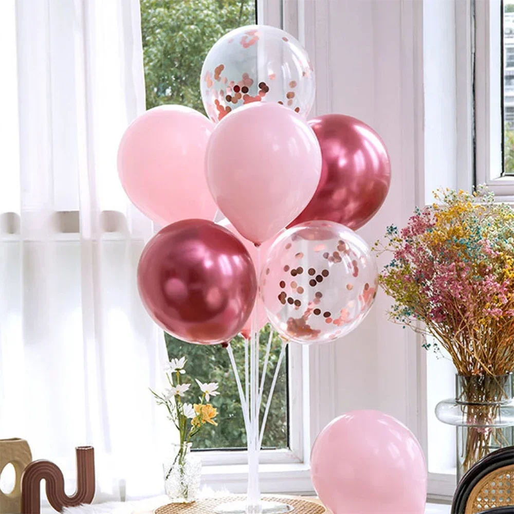 Runtow 1set Birthday Balloon Stand Kit Balloon Stand With Base And Pole For Wedding Birthday Party Decoration