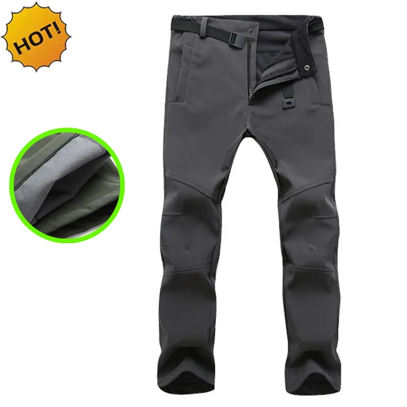 

HOT 2023 Outdoor WinterThicken Slim Fit Soft Shell Fleece Thermal Waterproof Cargo Army Ski Climbing Camping Training Pants Men