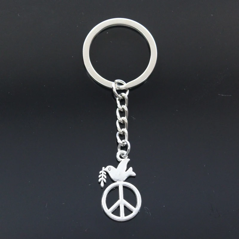 Mode Schlüssel bund 28x16mm Friedens taube mit oliv silbernen Farbe Anhänger DIY Männer Schmuck Auto Schlüssel anhänger Ring halter Souvenir als Geschenk