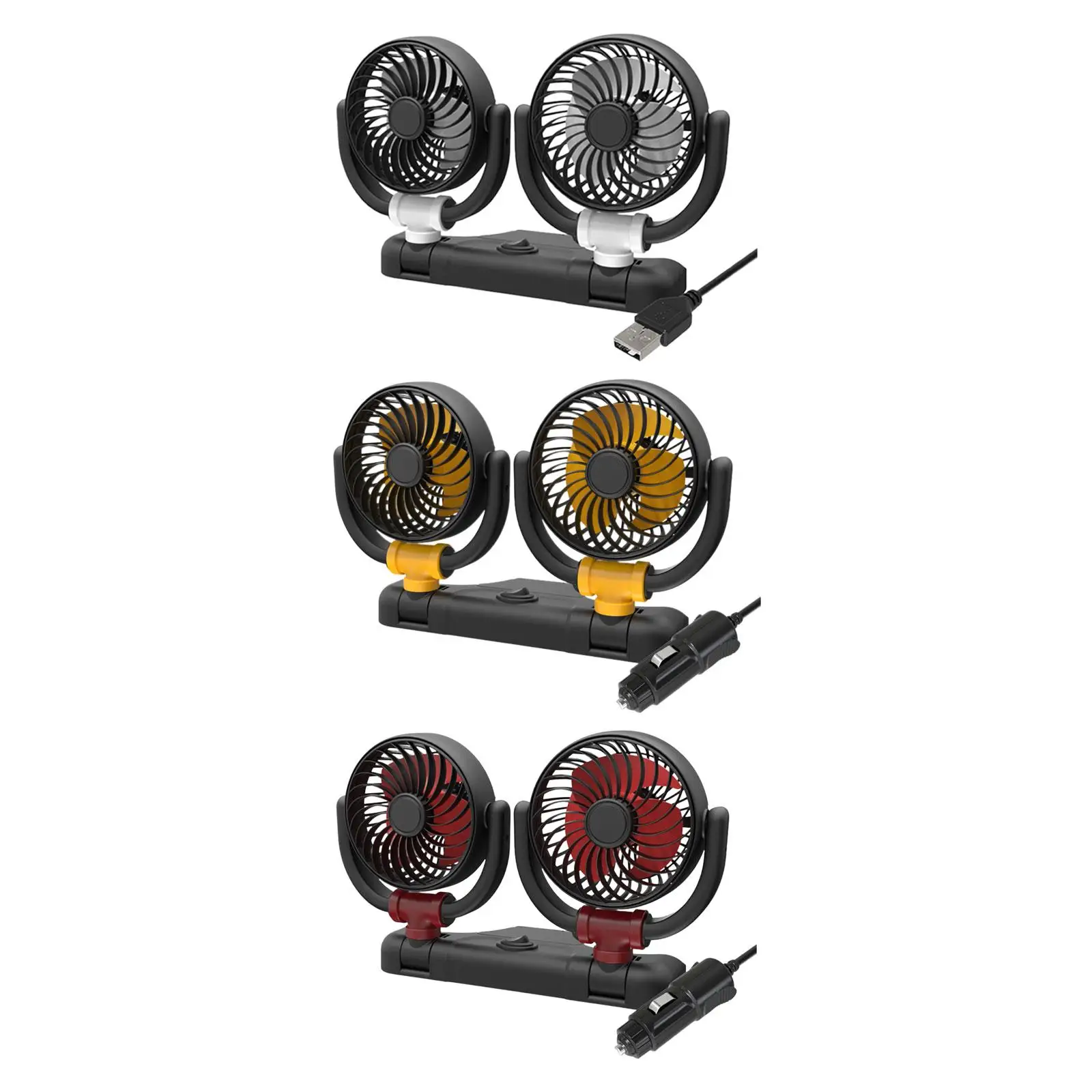 Dual Head Car Fan Portable Car Cooling Air Fan for Dashboard Home RV