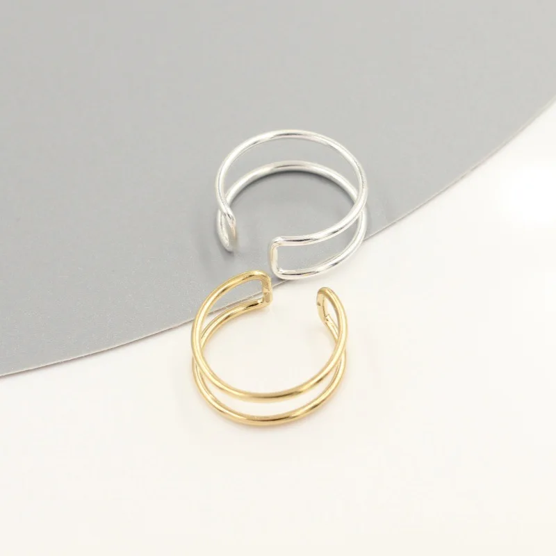 Sterling Silber Doppelschichtige Verstellbare Ringe für Frauen, Boho-Schmuck, Minimalistischer Knöchelring – Detail 7