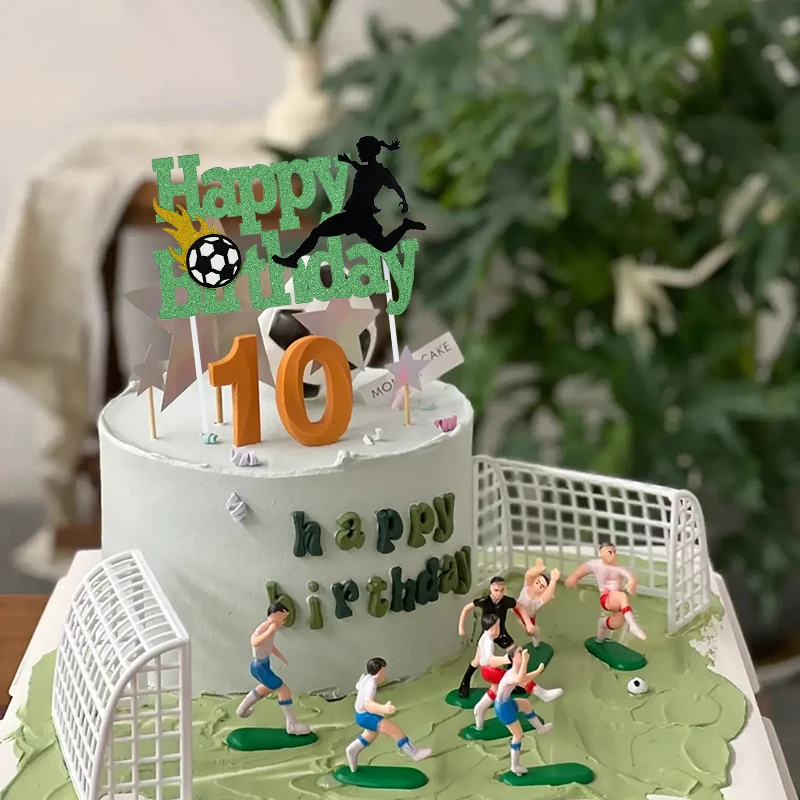 9 pçs/set futebol jogo bolo topper festa de aniversário decorações do bolo  de futebol crianças menino pé bola brinquedos de festa suprimentos -  AliExpress