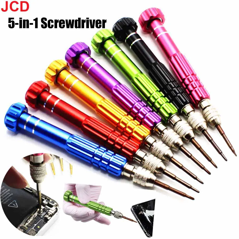 JCD Multifunctional 5 In 1 Screwdriver Set Disassembly Screwdriver Slotted Cross Plum Blossom Computer Glasses Clock Maintenance