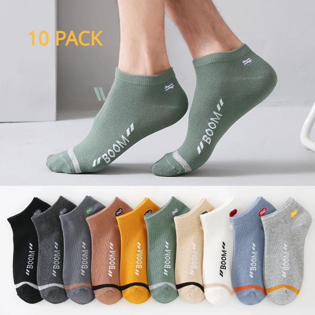 Calcetines De Algodon De Corte Bajo Para Hombre, Anti Sudor