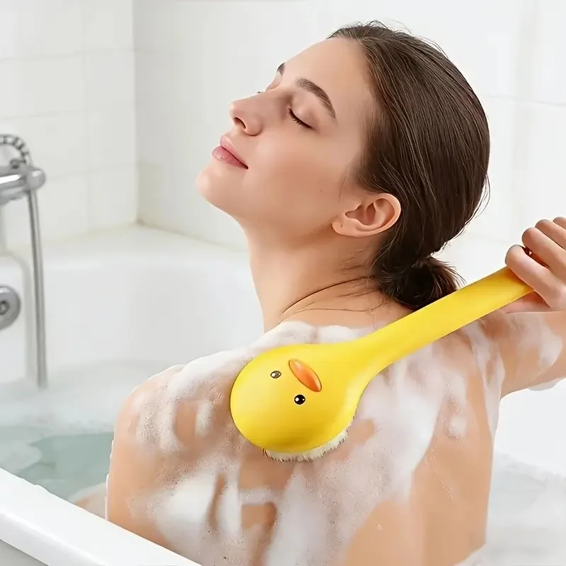 1pcs Long Handle Silicone Bath Brush, Soft Bristle Exfoliating Back Scrubber, Durable Easy Clean Home Shower Tool, Hygienic Material, Spa Essential 3