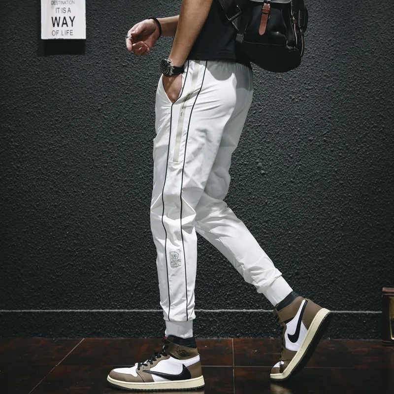 Summer Sport Casual Pants Men Lightweight Joggers Fashion Side