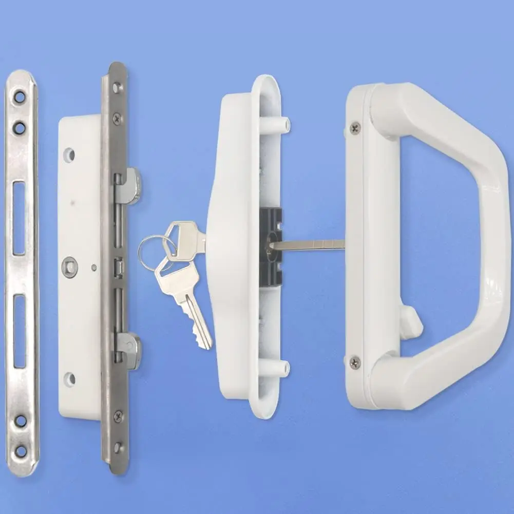 sliding door handle set installed