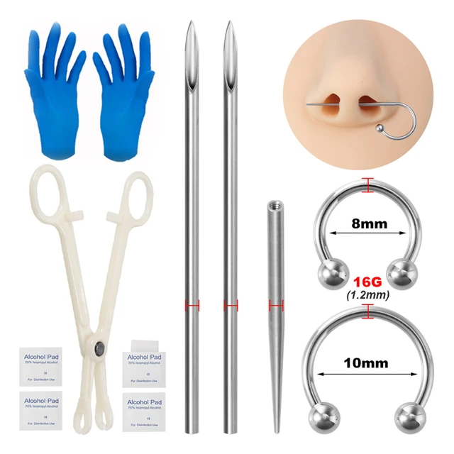 ZS Body Piercing Tool Kit 12-20g Professional Body Piercing Needles Clamp  Gloves Tools Set Ear Tragus Helix Nose Navel Piercing - AliExpress