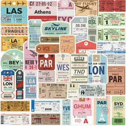 Vintage Boarding Pass Air Ticket Stickers - World Travel Decals for DIY Projects and Decoration (40pcs)