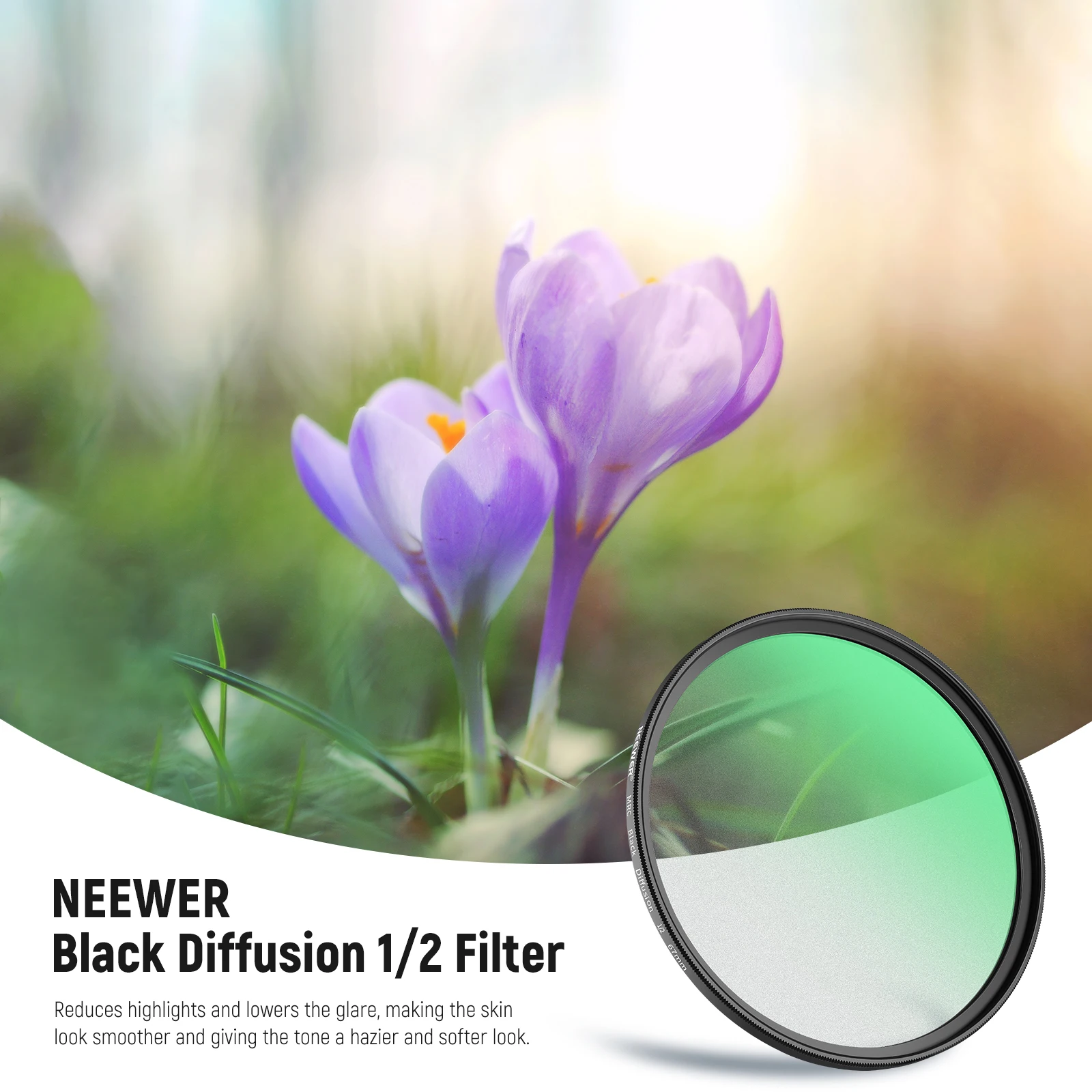 Black Diffusion 1/2 Filter Mist Dreamy Cinematic Filter Ultra Slim Water Repelle
