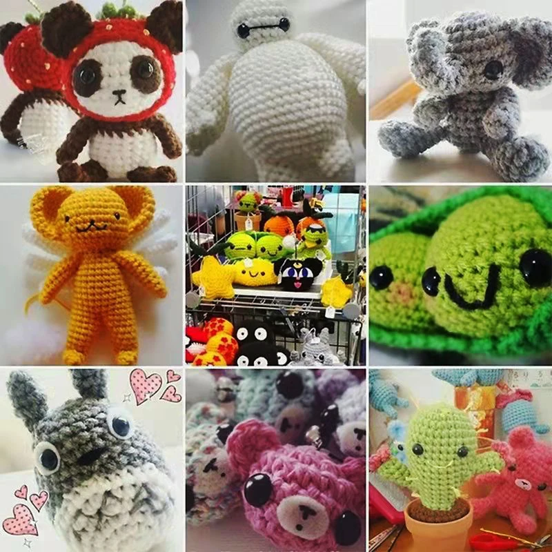 Yeux de sécurité artisanaux noirs pour poupées Amigurumi, jouets au Crochet  et animaux en peluche (8, 10, 12, 14, 16mm, 5 tailles), 50 pièces -  AliExpress