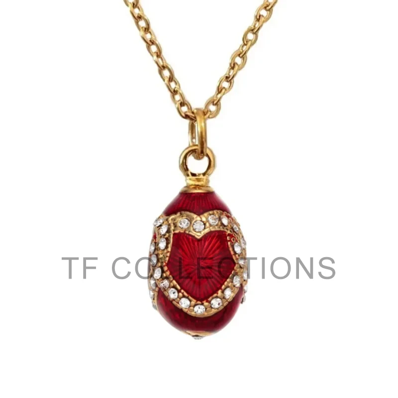 YAFFIL Classic Christmas Easter Enamel Faberge Hot Egg Pendant And Valentine's Day Love Pendant Heart Necklace 3