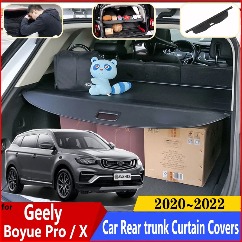 

For Geely Boyue Pro X Accessories 2020~2022 Car Rear Trunk Curtain Covers Rear Rack Partition Shelter Decoration Car Accessories