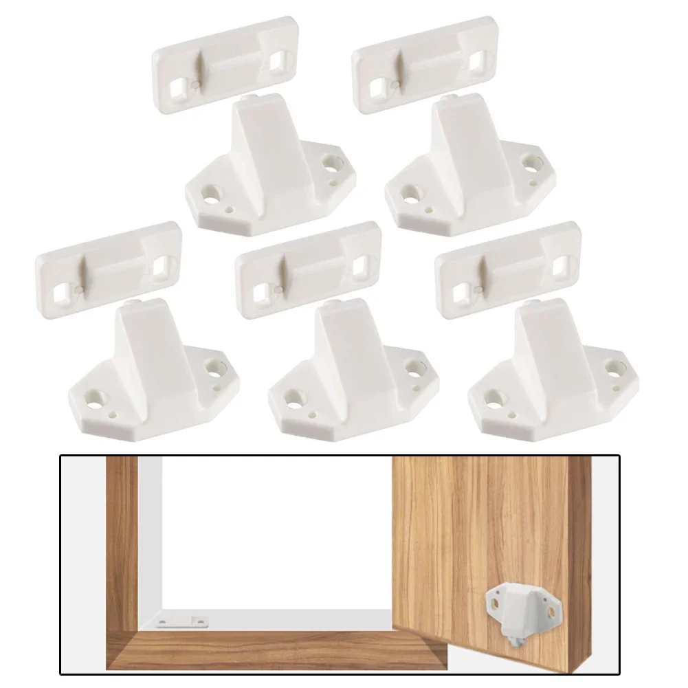Door Catch Door Roller Catch With ABS Roller Latch Lock Furniture Latch White 5pc Cabinet New