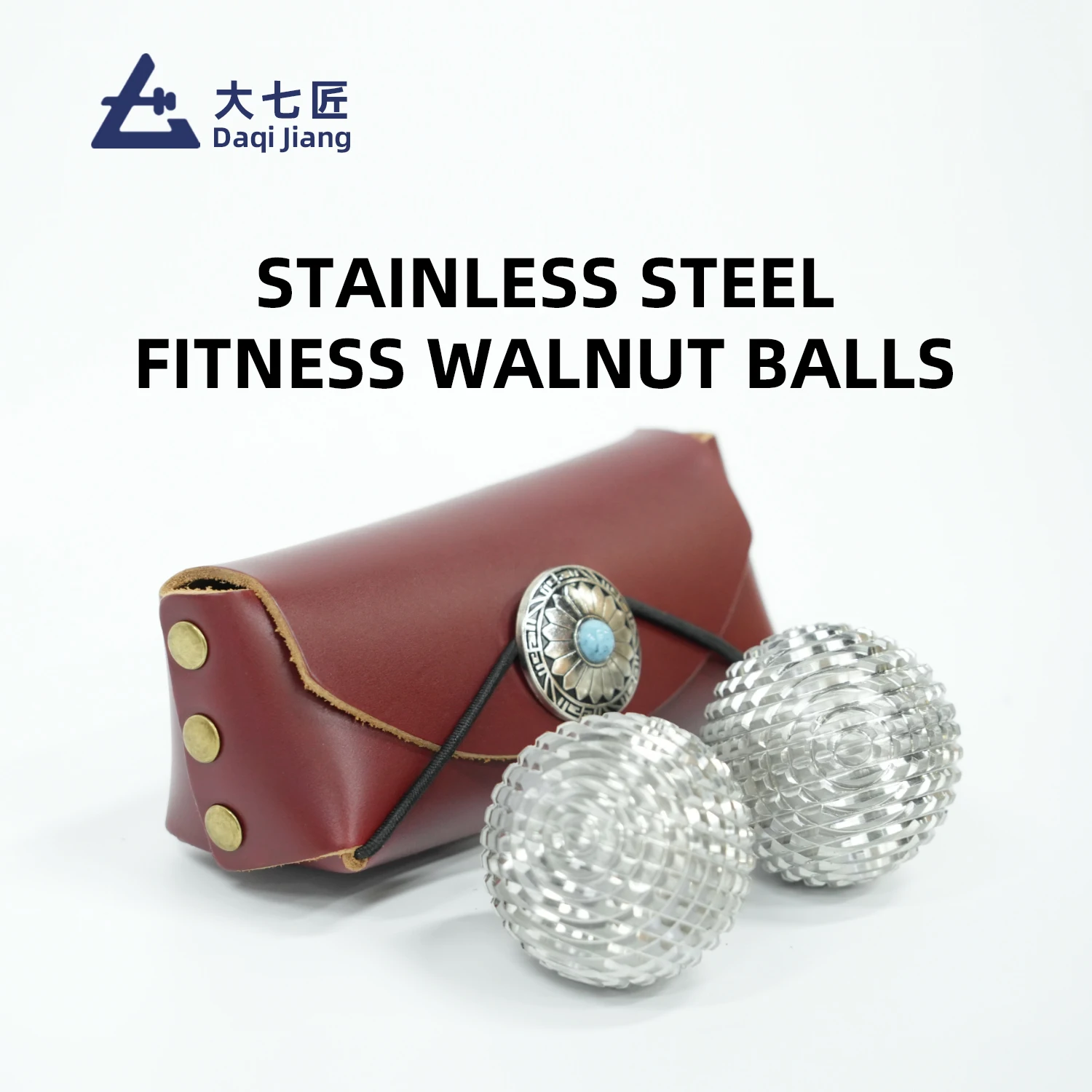 Da Qi Stainless Steel Solid Fitness Walnut Balls / Middle-aged and Elderly Massage / Health Hand Rotation Balls