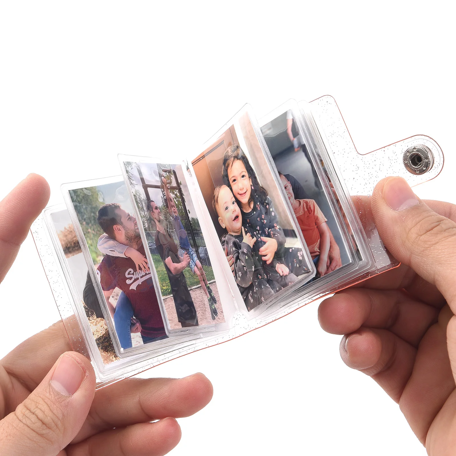 HGYCPP Mini Small Photo Album Keyring 16 Pockets 1 Inch ID Instant Pictures  Interstitial Storage Card Book Keychain 