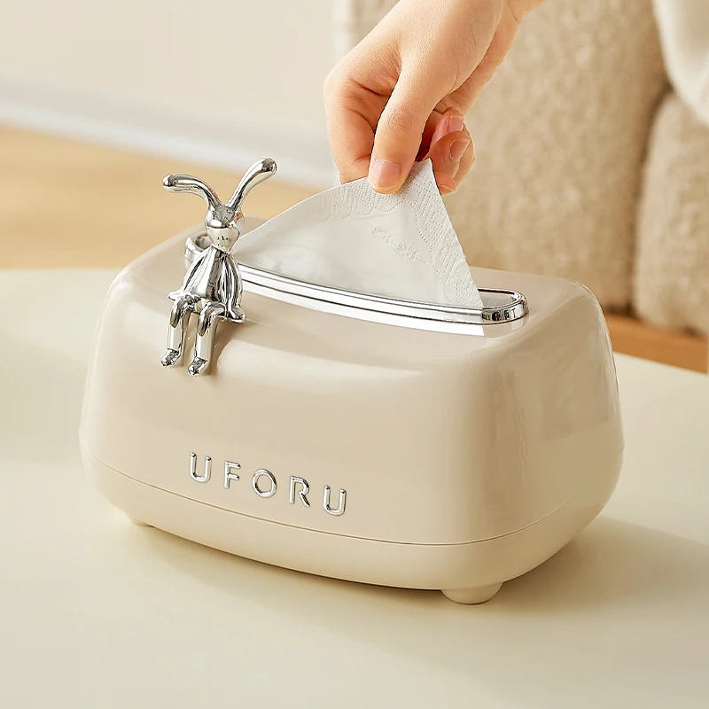 UFORU Cream air tissue box living room advanced sense pumping paper box Light luxury decoration creative napkin box 2