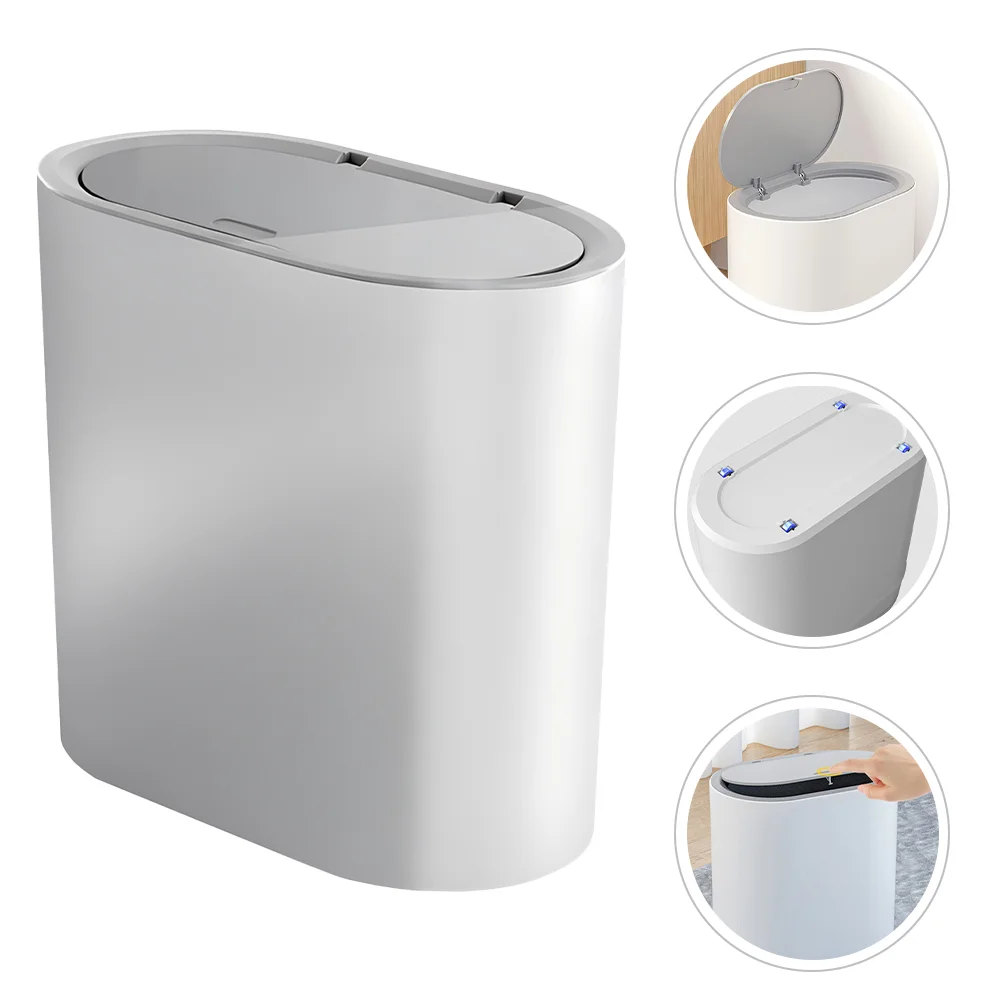 

Modern Waste Bin Bedroom Trash Can Bathroom Slim Garbage Bin with Lid for Kitchen