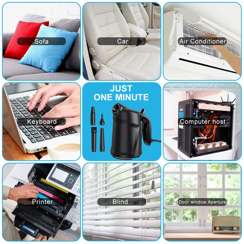 High-Pressure Air Duster 550W Dust Blowing Gun for Computer Keyboard Hairs Crumbs Replaces Compressed Cans Air Blower Cleaning 5