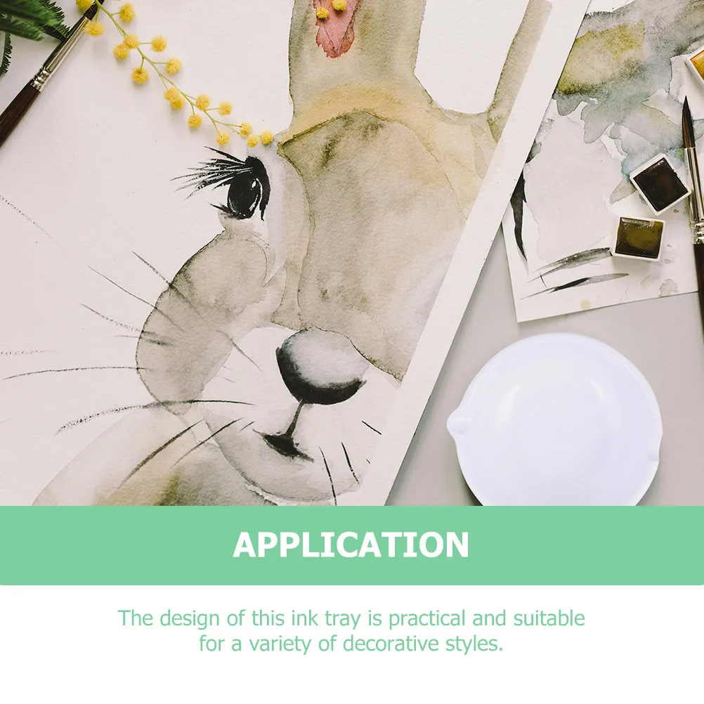 잉크 트레이 세라믹 붓펜 세척 그릇 서예 잉크통 공부방 사무실 책상 액세서리 다기능 디핑 볼 펜