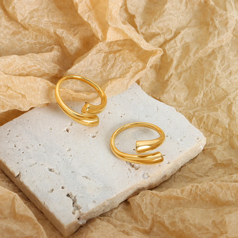 

Stainless Steel Gold Plated Irregular Staggered Opening Ring for Women Man Hip Hop Trend Ring Adjustable Jewelry Gifts