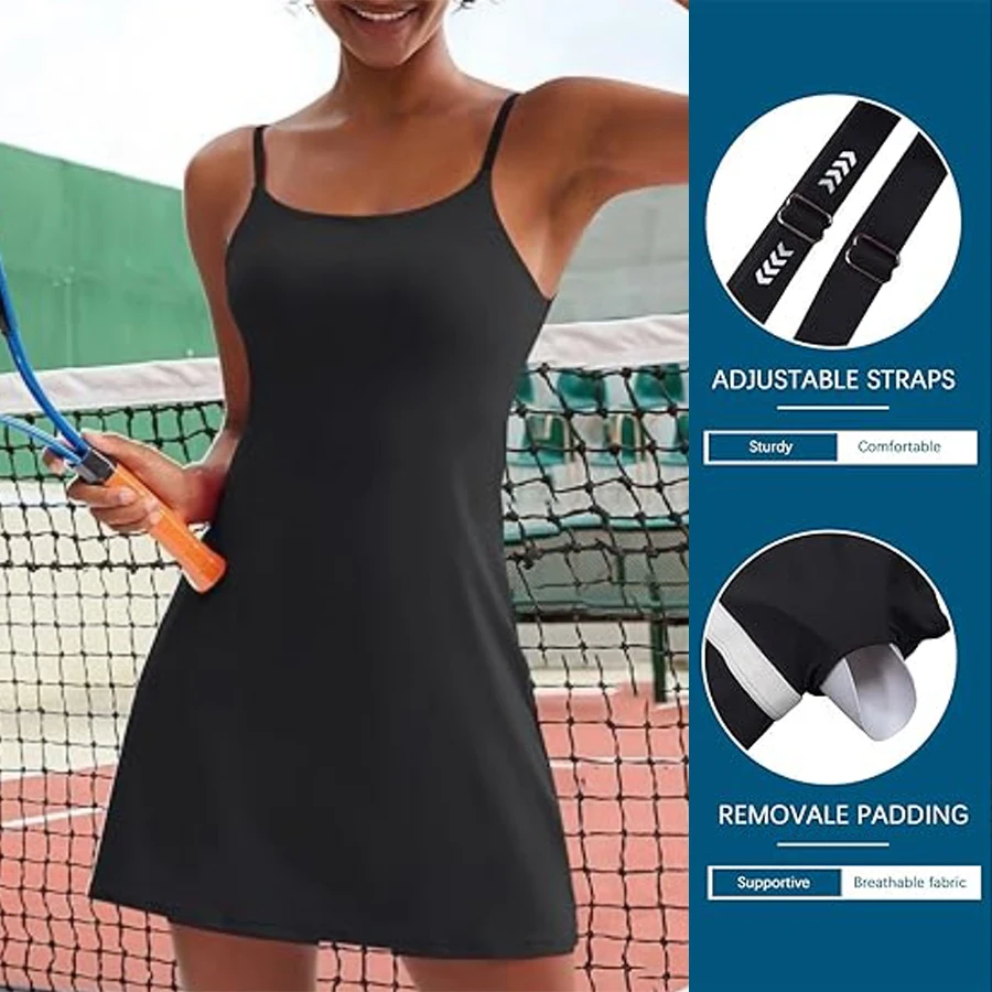 Tennis Dress Gym Yoga Skirt Women Tennis Skirt With Shorts Separable pants Soft Sports Jumpsuits Golf Badminton