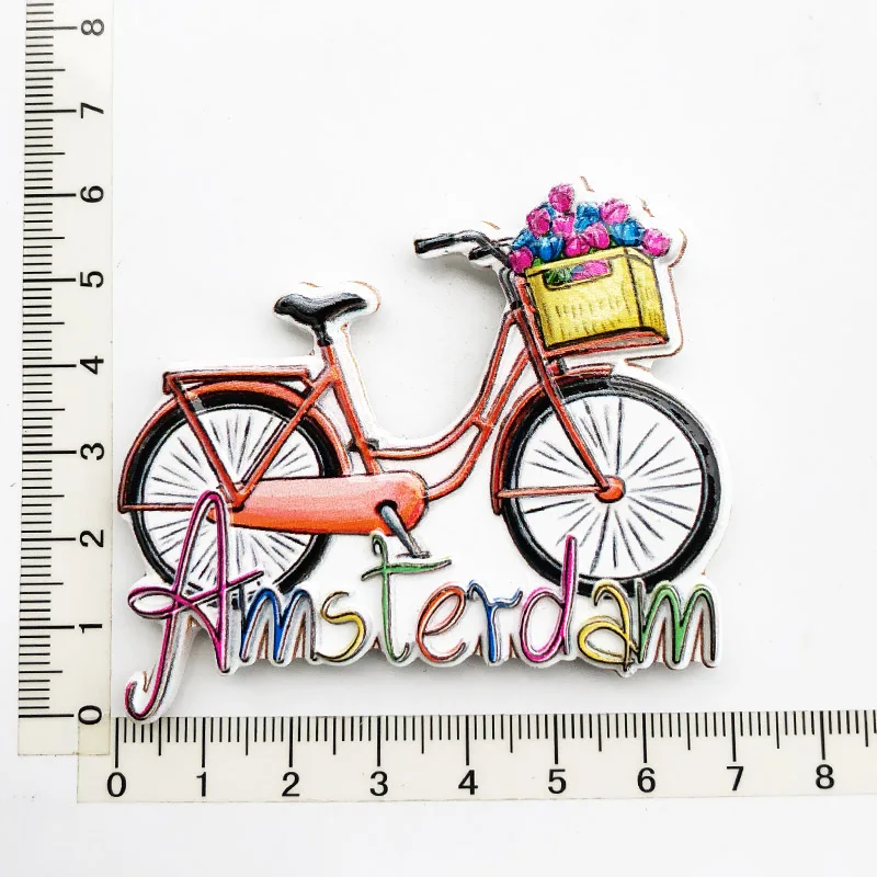 

Creative Amsterdam Bicycle Fridge Magnet Cultural Landscape Message Sticker Tourist Souvenir Resin Craft Decoration