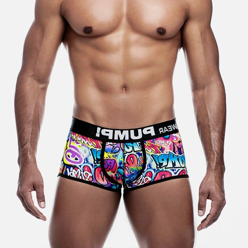Sexy Underwear Mens Boxershorts Low Waist Bikini Man Boxer Shorts Funny Graffiti Men Trunks Gays Men Underwear Boxer MP225