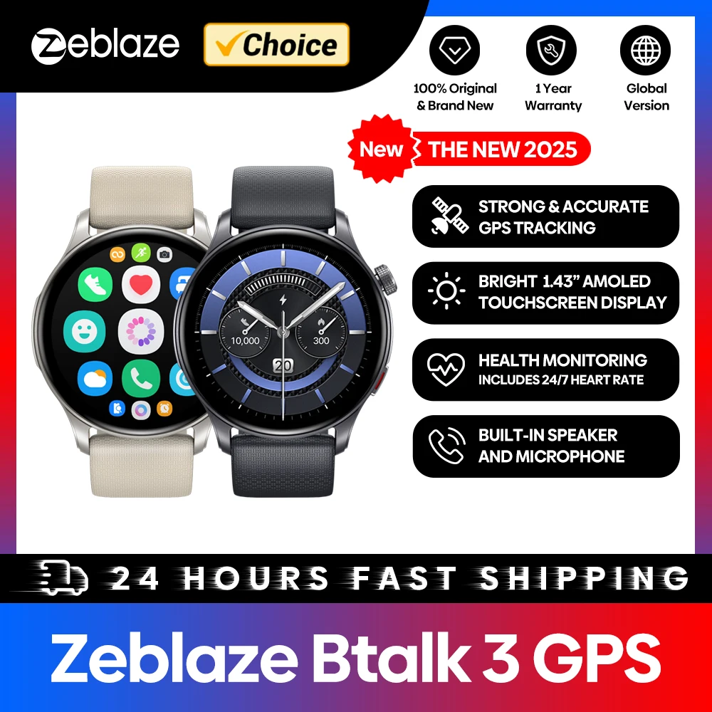 Zeblaze Btalk 3 Pro - Écran AMOLED Ultra HD 1,43 - Noir