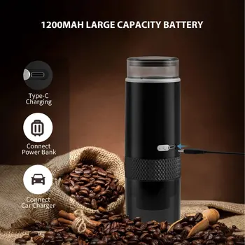Cafetera portátil Compatible con cápsulas de taza K, cafetera de mano molida, funciona manualmente para acampar y hacer senderismo