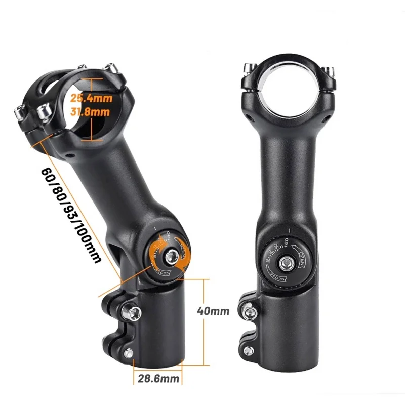 GUSTAVO Mtb Power Bicycle Handlebar Stem Road Mountain Bike Table 60/80/93/100mm Rod Adjustable Stem 31.8 25.4 Riser