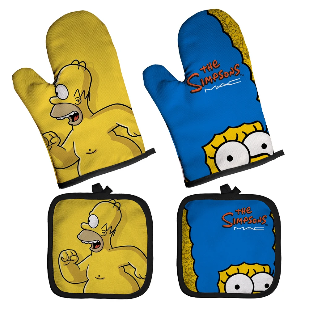 Kitchen Gloves Cartoon Characters Oven Glove Polyester Pizza Oven Mitt Bake Glouse Cooking Kitchen Tools Accessories Potholders Women