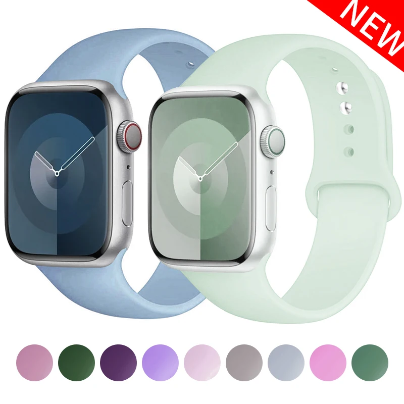 

Ремешок силиконовый для Apple Watch, спортивный браслет для iwatch series 8 7 6 5 4 3 SE 9 Ultra 2 49 мм 44 мм 45 мм 40 мм 41 мм 42-38 мм 45 мм