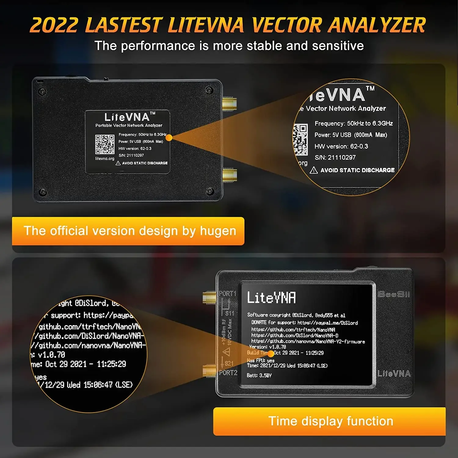 LiteVNA Pro 6.3GHz Vector Network Analyzer with Touchscreen,MicroSD Slot,S21/S11/SWR for HF/VHF/UHF Antenna Testing Smith Chart