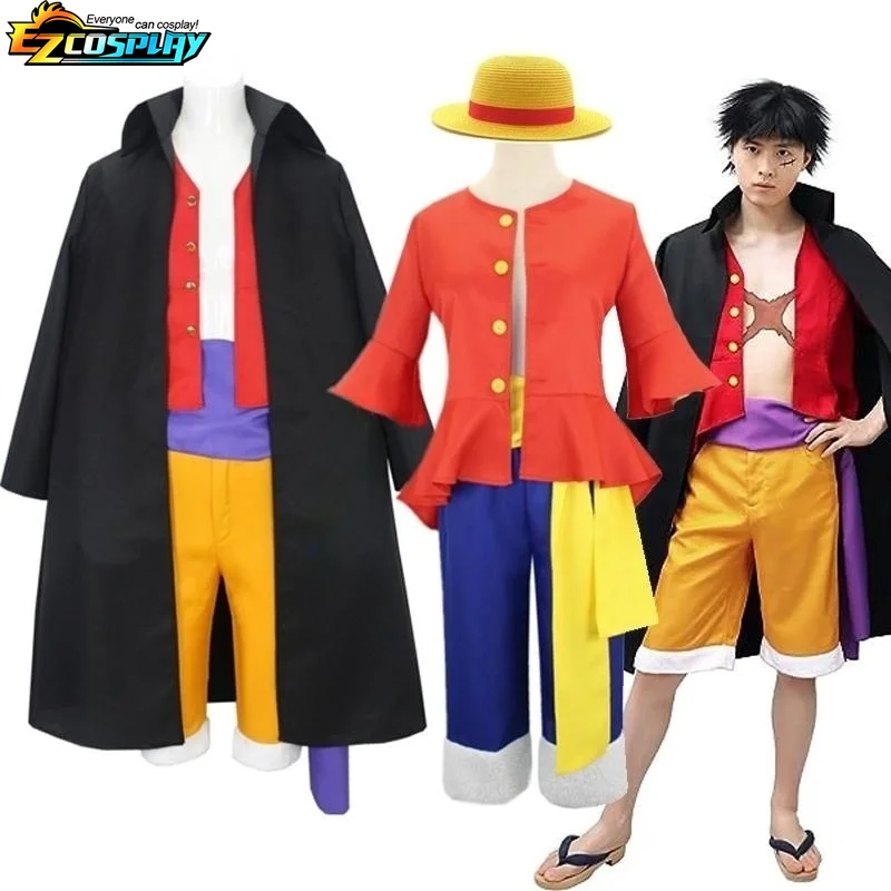 

Monkey D. Luffy Costume for Men Luffy Cosplay Trench Coat Wano Country Outfits For Men's Halloween Party Full Set