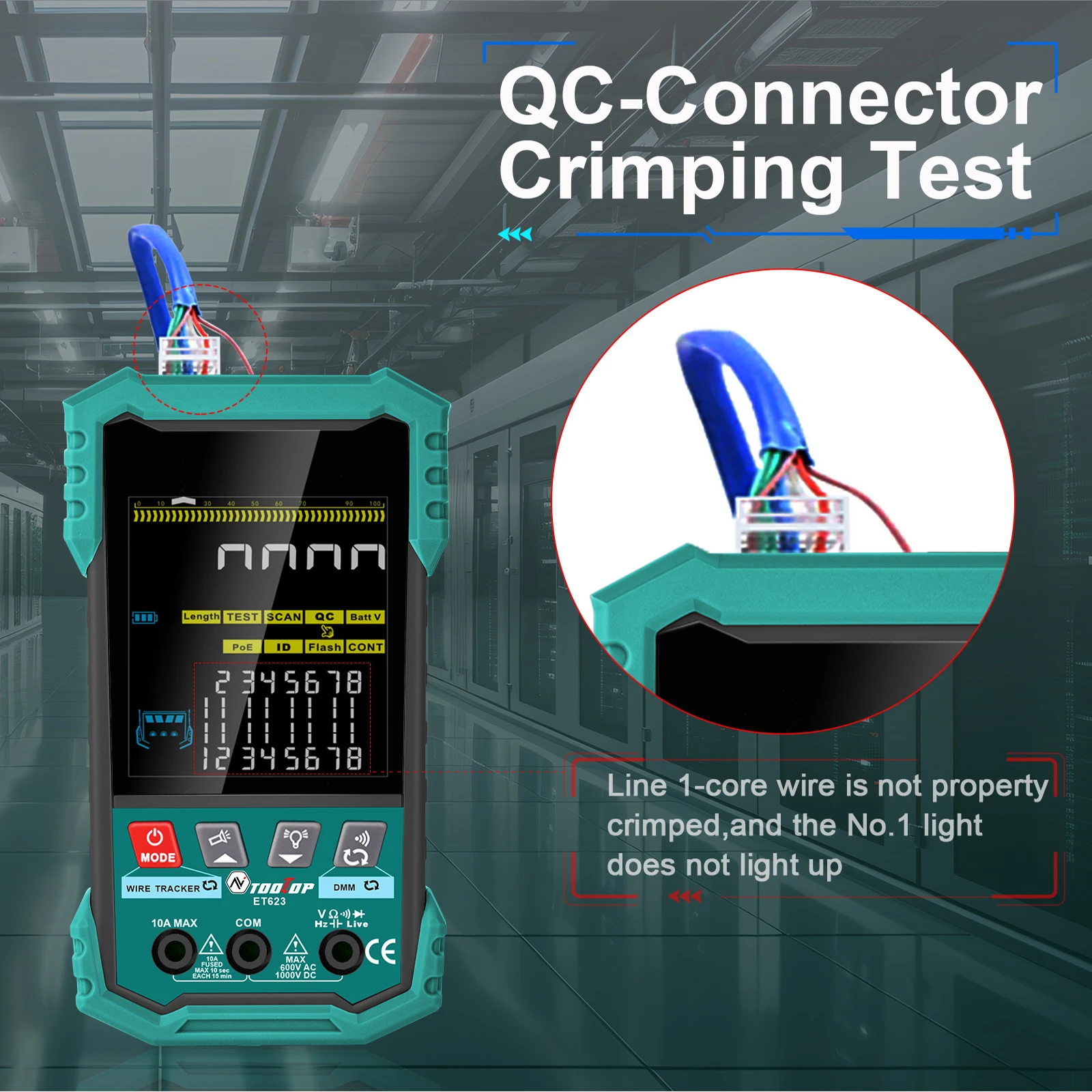 400M Network Cable Tester POE Test Cable Mapping AC/DC Multimeter Network Cable