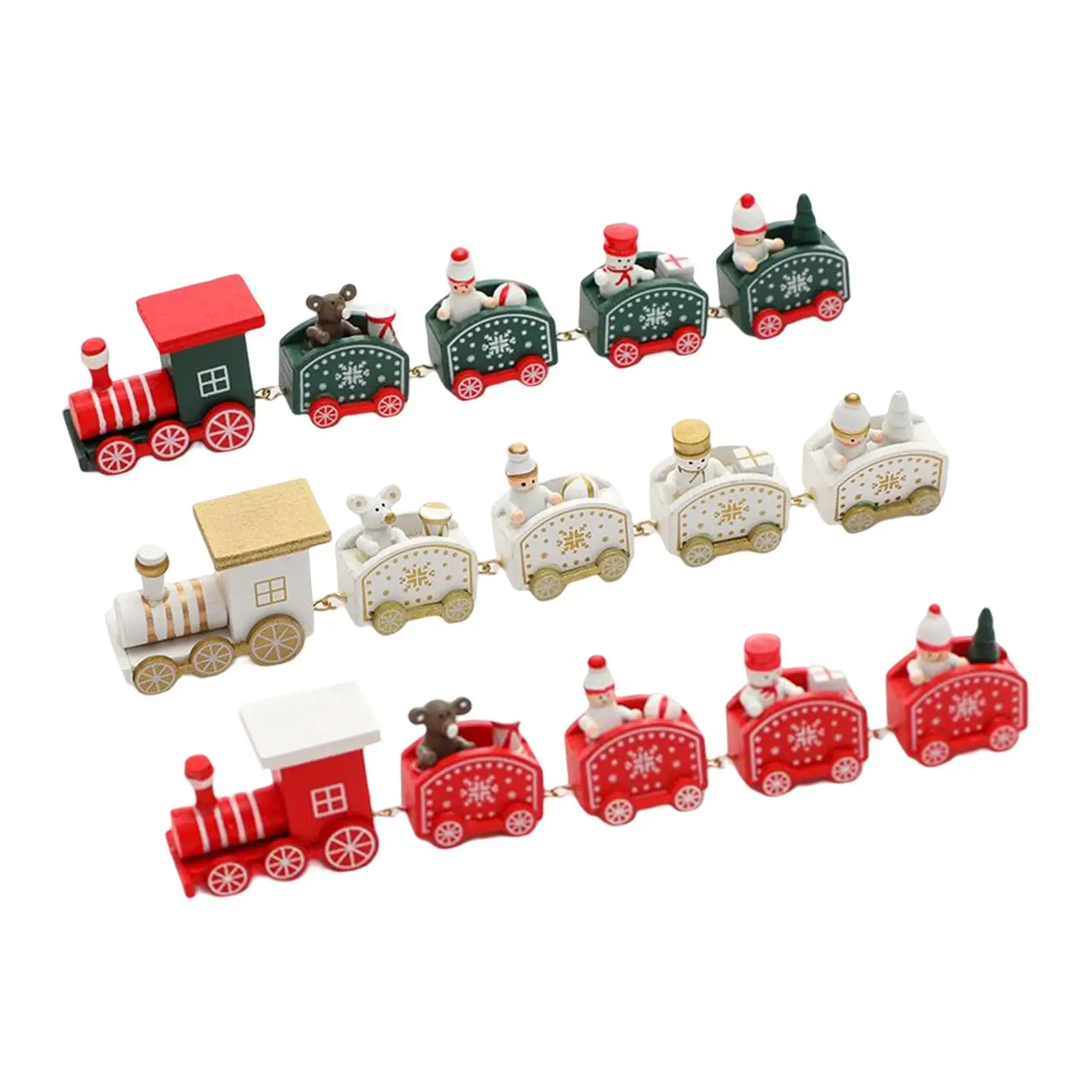 

Christmas Wooden Train with Snowman Miniature Ornament for Xmas Kids Adults
