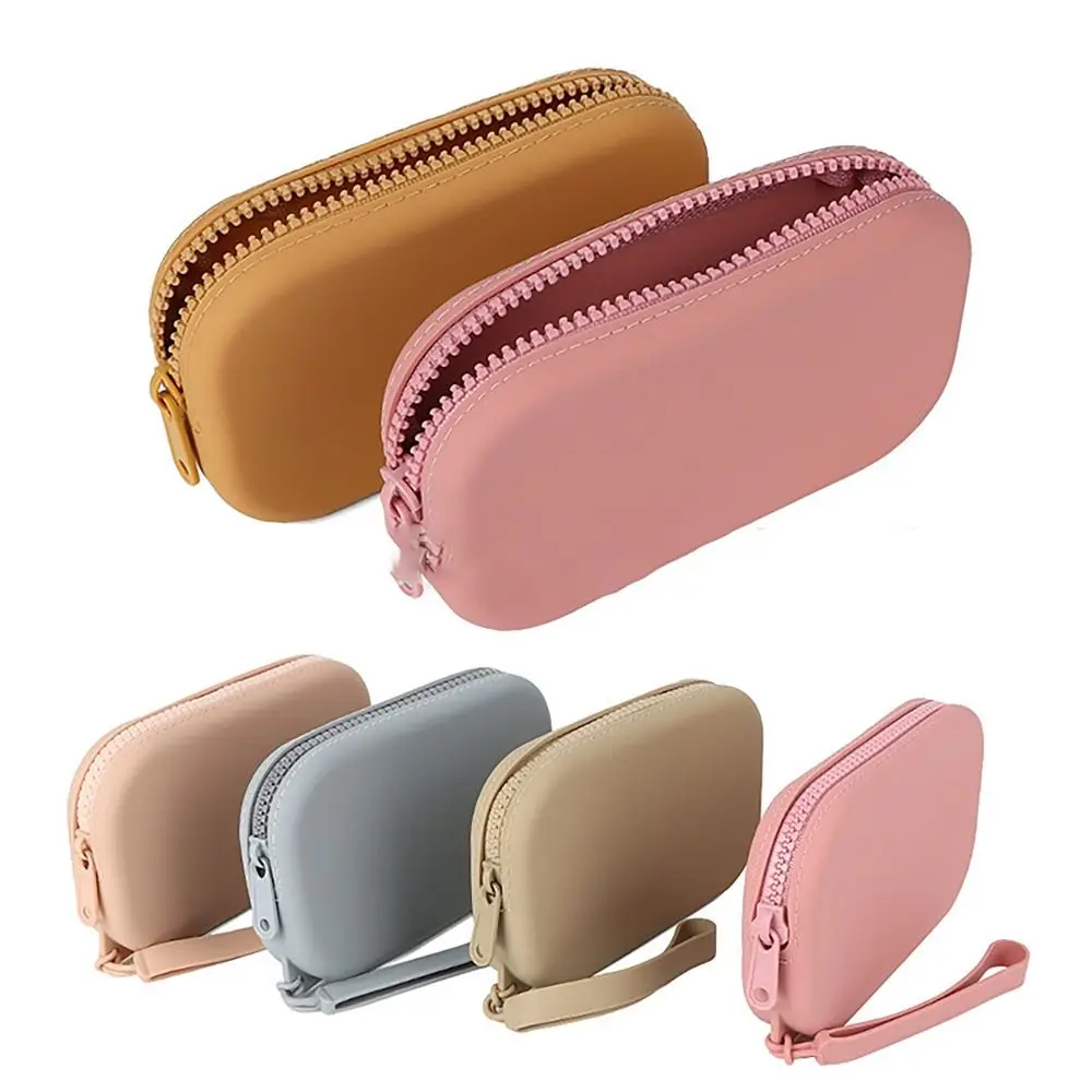 Mini Silicone Organizer Cosmetic Bag Waterproof Smooth Zipper Wallet Coin Purse Travel Pouch Earphone Bag Lipstick Storage Bag