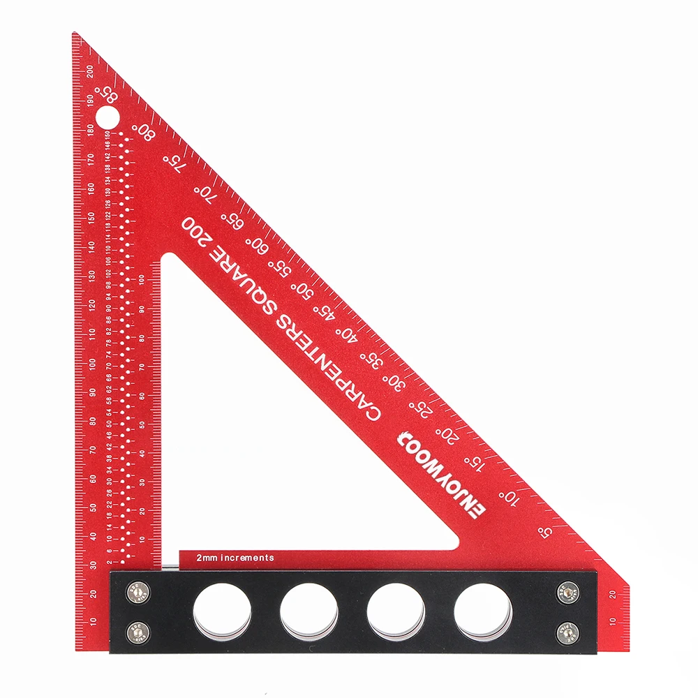 200 mm quadratisches Dreieckslineal aus Aluminiumlegierung, metrische Holzbearbeitung, Präzisionslochpositionierung, quadratisches Zimmermannslineal