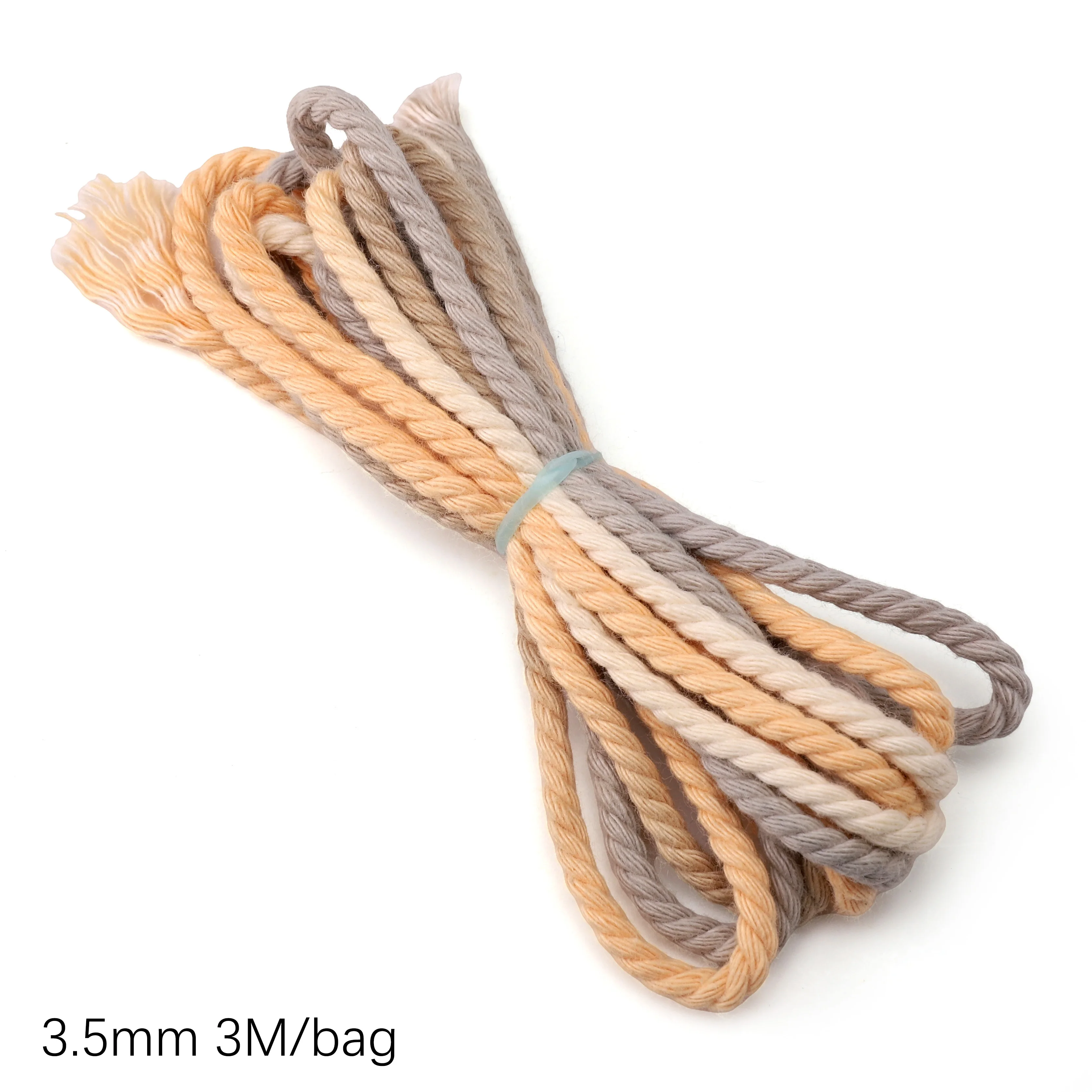 Buntes 3,5 mm rundes, weiches 3-strängiges gedrehtes Seil aus Baumwollseil für gedrehte Schnürsenkel, Heimdekoration, DIY-Basteln – Detail 7