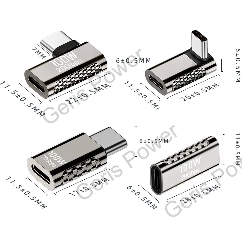 U​SB-C 90 Degree Angle Fast Charging Adapter - 20Gbps USB3.2, 8K Video, 100W Charging