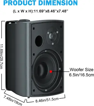 Herdio 800 Watts 6.5 Inches Outdoor Speakers Wired Waterproof Passive Wall Mount Speakers With Powerful Bass For Home Patio 2