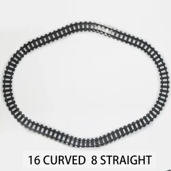 City Train Track Building Set - Straight & Curved Blocks with Switch Rail Crossing - DIY Toy Bricks Set (16Curved8Straight)