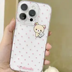 Charming Pink Polka Dot Bear Clear Phone Case - Samsung A23 (T - CC251108Y1)